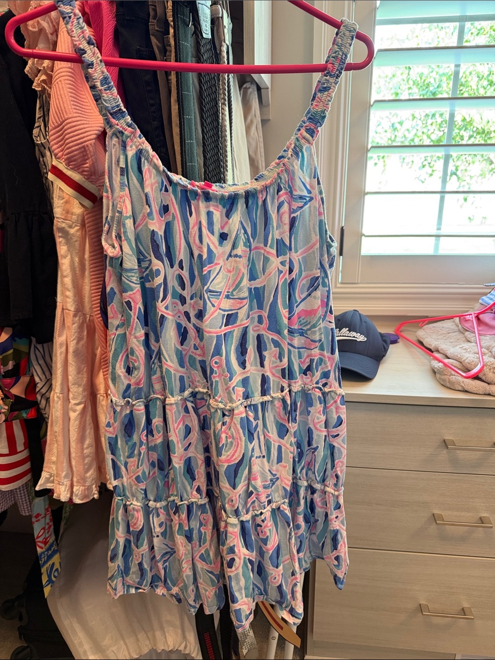 Lilly Pulitzer Blue and Pink Tiered Sundress